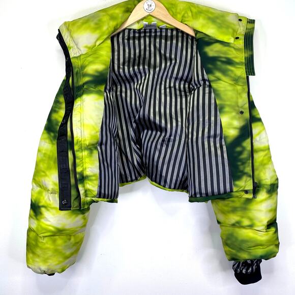 Daily Paper Down Puffer Jacket / Vest Green Tie Dye Womens XL Cropped Streetwear - Picture 3 of 16